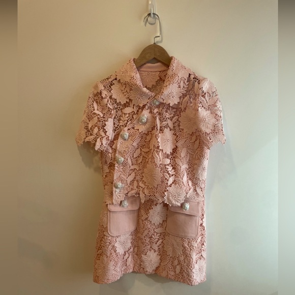 Pink Guipure Lace Full Set - Picture 2 of 3